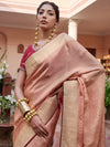 Saree Mall Women's  Blend Peach Woven Design Designer Saree With Blouse Piece-KYARA2305