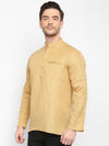 Hangup Men Standard Solid Men's Indian Wear-Khakhi_Magic_Bon_ShortKurta