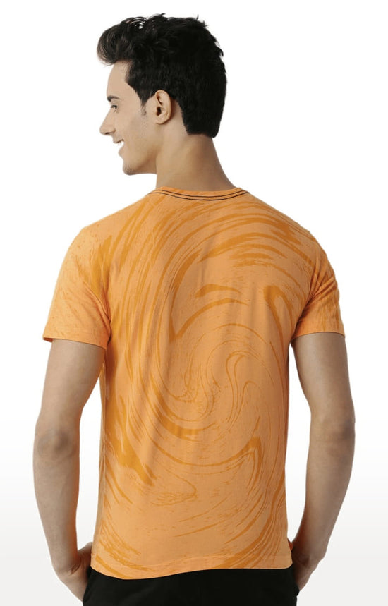 Huetrap Orange Mens Short Sleeve Graphic Printed Tshirt-HT13MKGRABZO00325