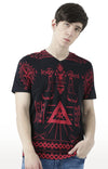 Huetrap Black Mens Short Sleeve Graphic Printed Tshirt-HT17MKGRABLK01025