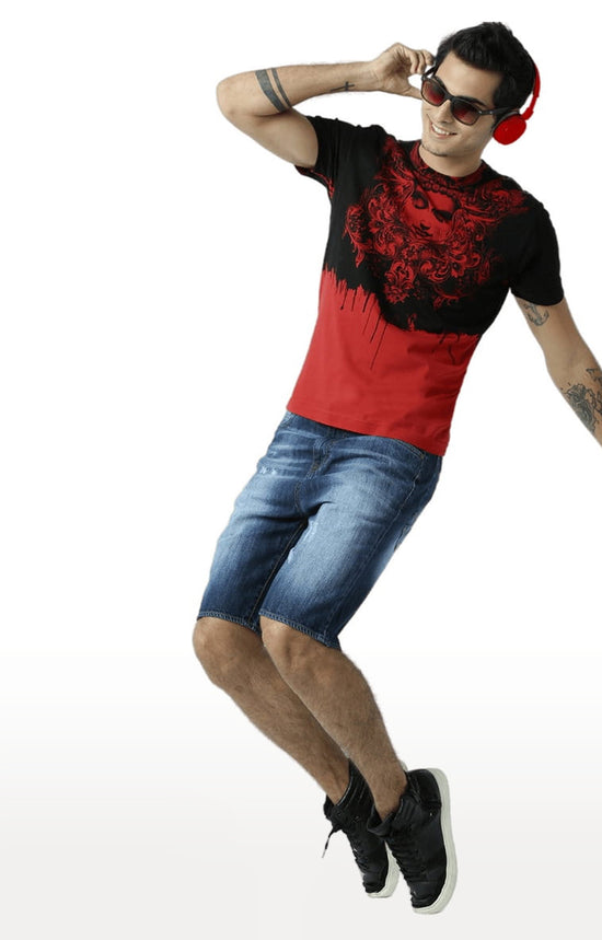 Huetrap Red Mens Short Sleeve Graphic Printed Tshirt-HT16MKGRARED00270