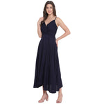 Aawari Rayon Front Open Gown For Girls and Women Navy Blue-AM097-Navy Blue