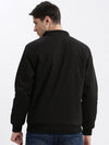 Men Solid Mock Collar Black Bomber Jacket Comes with Detachable Hoodie-LBR-1709-Black