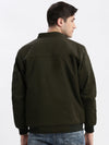 Men Solid Mock Collar Olive Bomber Jacket Comes with Detachable Hoodie-LBR-1709-Olive