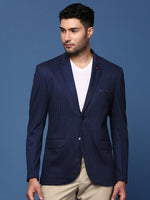 Men Navy Blue Slim Fit Single Breasted Blazer-LBR-2055-Navyblue