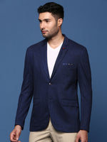 Men Navy Blue Slim Fit Single Breasted Blazer-LBR-2055-Navyblue