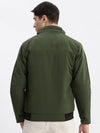 Men Solid Mock Collar Olive Bomber Jacket Comes with Detachable Hoodie-LBR-209-Olive