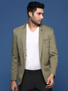 Men Green Slim Fit Single Breasted Blazer-LBR-4500A-Green