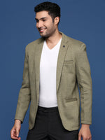 Men Green Slim Fit Single Breasted Blazer-LBR-4500A-Green