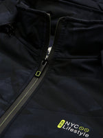 Men Abstract Mock Collar Navy Blue Puffer Jacket Comes with Detachable Hoodie-LBR-720-Navyblue