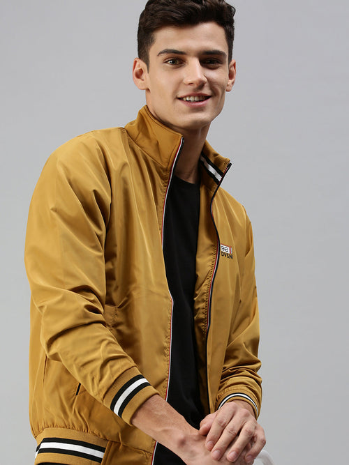 Men Solid Yellow Sporty Jacket-LBR113-Mustard