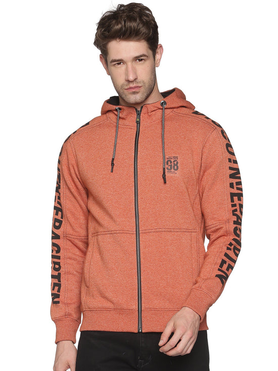 Men Printed Rust Sweatshirt-LBR1508-Rust