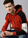 Men Hooded Solid Orange Sweatshirt-LBR1529-Orange