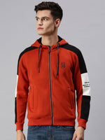 Men Hooded Solid Orange Sweatshirt-LBR1529-Orange