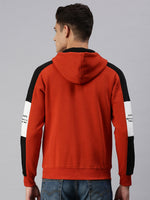 Men Hooded Solid Orange Sweatshirt-LBR1529-Orange