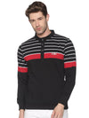 Men Striped Black Sweatshirt-LBR1555-Black