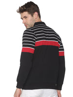 Men Striped Black Sweatshirt-LBR1555-Black