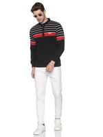 Men Striped Black Sweatshirt-LBR1555-Black