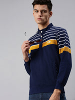 Men Colourblocked Multi Sweatshirt-LBR1555-Yellownavy