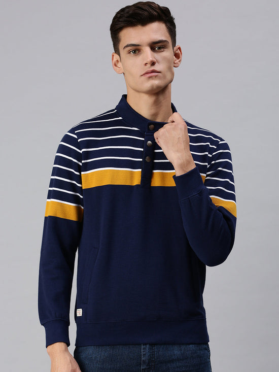 Men Colourblocked Multi Sweatshirt-LBR1555-Yellownavy