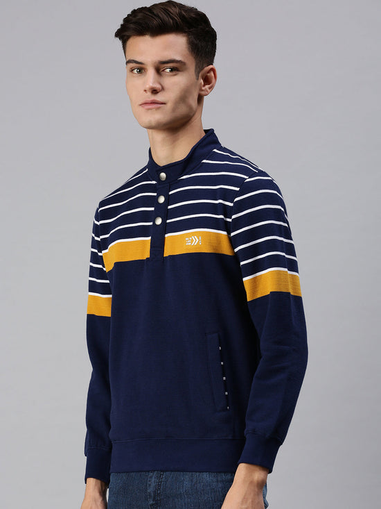 Men Colourblocked Multi Sweatshirt-LBR1555-Yellownavy