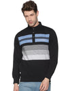 Men Striped Black Sweatshirt-LBR1556-Blackblue