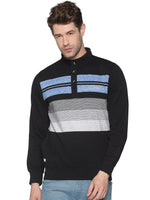 Men Striped Black Sweatshirt-LBR1556-Blackblue