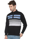 Men Striped Black Sweatshirt-LBR1556-Blackblue