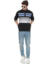 Men Striped Black Sweatshirt-LBR1556-Blackblue