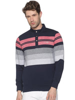 Men Striped Navy Blue Sweatshirt-LBR1556-Navypink