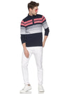 Men Striped Navy Blue Sweatshirt-LBR1556-Navypink