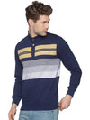 Men Striped Navy Blue Sweatshirt-LBR1556-Navyyellow