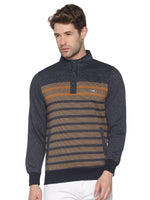 Men Striped Navy Blue Sweatshirt-LBR1559-Navy