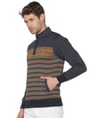 Men Striped Navy Blue Sweatshirt-LBR1559-Navy