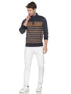 Men Striped Navy Blue Sweatshirt-LBR1559-Navy