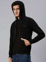 Men Hooded Solid Black Sweatshirt-LBR1570-Black