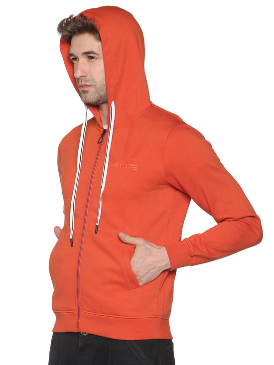 Men Solid Orange Sweatshirt-LBR1570-Orange