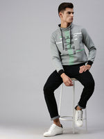 Men Hooded Graphic Print Grey Sweatshirt-LBR1904-Grey