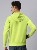 Men Hooded Graphic Print Green Sweatshirt-LBR1943-Greengrey