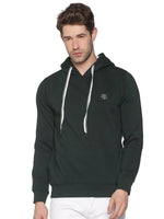 Men Solid Green Sweatshirt-LBR1995-Darkgreen