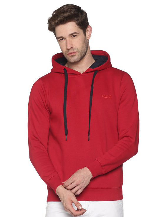 Men Solid Red Sweatshirt-LBR1996-Red