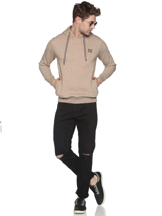 Men Solid Beige Sweatshirt-LBR1997-Beige