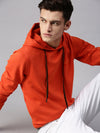 Men Hooded Solid Orange Sweatshirt-LBR1998-Orange