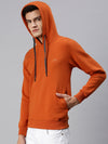 Men Hooded Solid Orange Sweatshirt-LBR1998-Tan