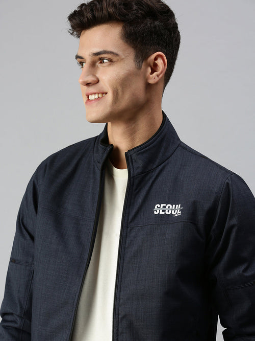 Men Solid Blue Sporty Jacket-LBR215-Navy