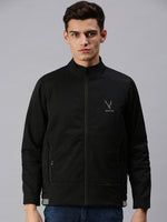 Men Solid Black Sporty Jacket-LBR217-Black