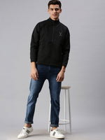 Men Solid Black Sporty Jacket-LBR217-Black