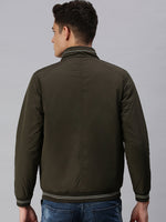 Men Solid Green Sporty Jacket-LBR222-Olive