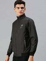 Men Self Design Black Sporty Jacket-LBR224-Black