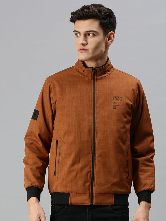 Men Solid Brown Sporty Jacket-LBR224-Mustard